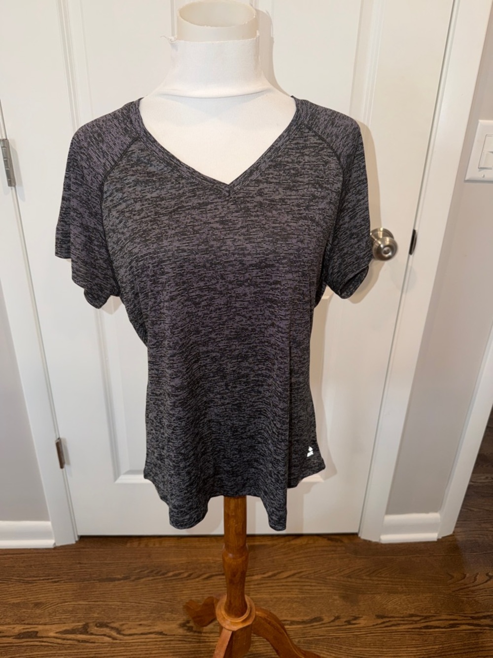 RBX Heathered V-Neck Short Sleeve Top - Charcoal